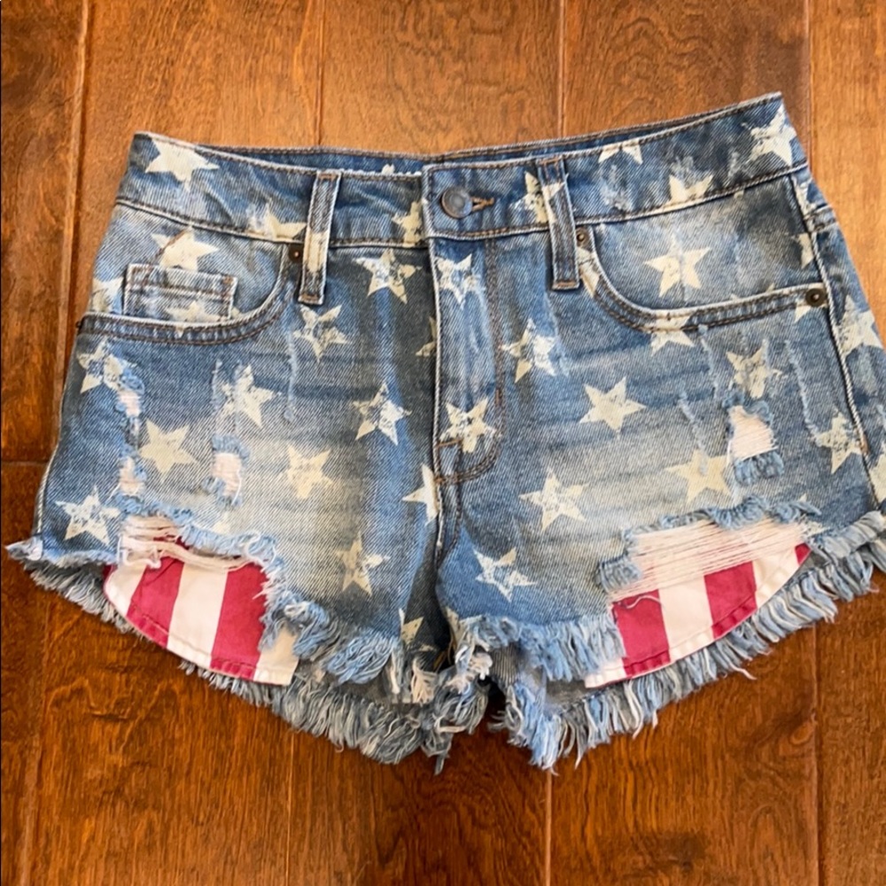 🔴 Mossimo High Waisted Jean Shorts Stars & Stripes